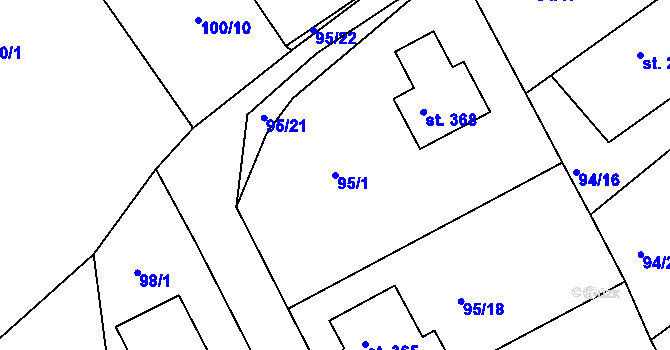 Parcela st. 95/1 v KÚ Malá Bělá, Katastrální mapa