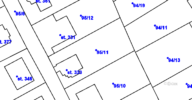Parcela st. 95/11 v KÚ Malá Bělá, Katastrální mapa