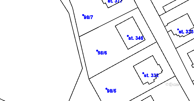 Parcela st. 98/6 v KÚ Malá Bělá, Katastrální mapa