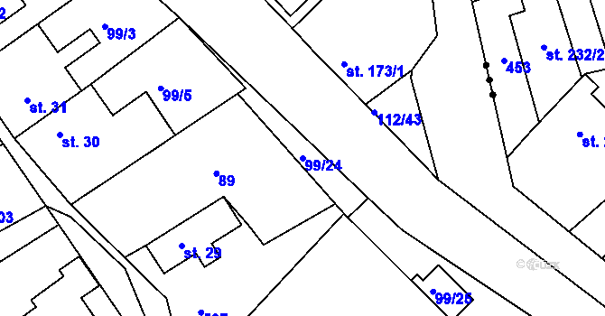 Parcela st. 99/24 v KÚ Malá Bělá, Katastrální mapa