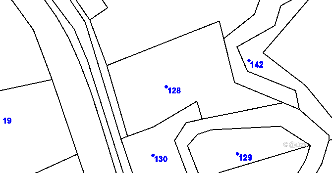 Parcela st. 128 v KÚ Malá Bělá, Katastrální mapa
