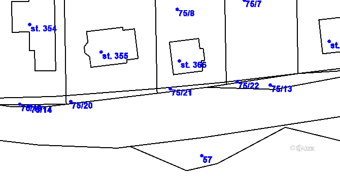 Parcela st. 75/21 v KÚ Malá Bělá, Katastrální mapa