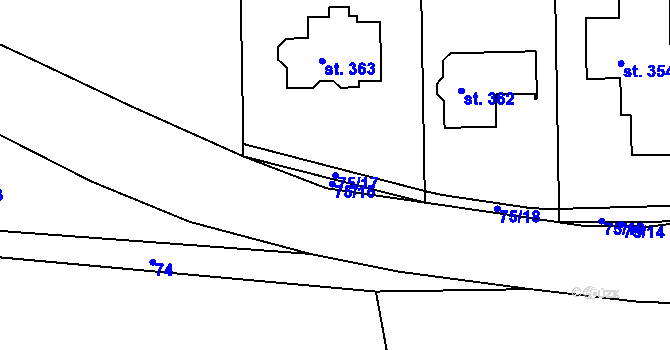 Parcela st. 75/17 v KÚ Malá Bělá, Katastrální mapa