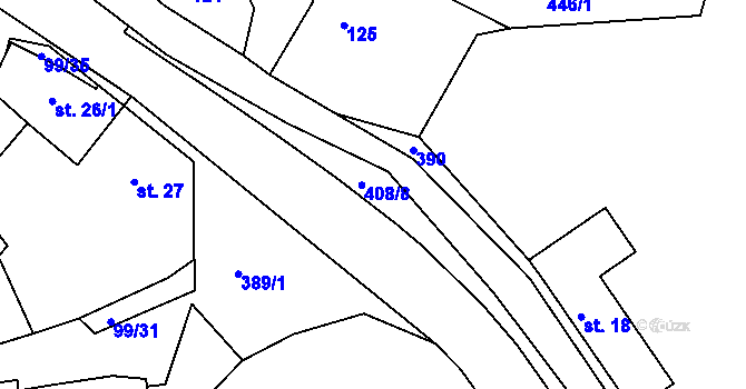 Parcela st. 408/8 v KÚ Malá Bělá, Katastrální mapa