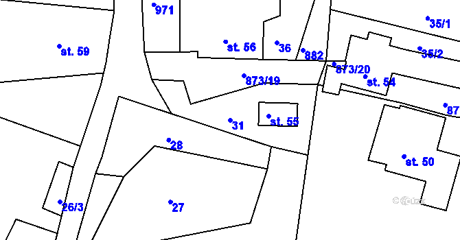 Parcela st. 31 v KÚ Malá Bukovina, Katastrální mapa