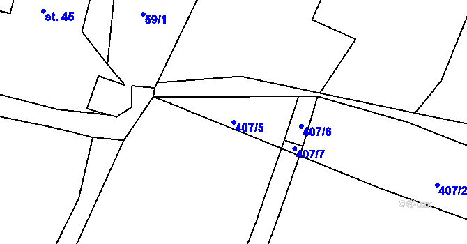 Parcela st. 407/5 v KÚ Malá Bukovina, Katastrální mapa