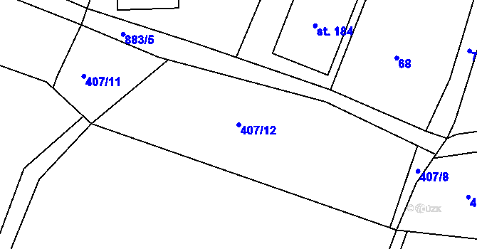 Parcela st. 407/12 v KÚ Malá Bukovina, Katastrální mapa