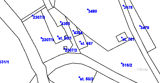 Parcela st. 487 v KÚ Malá Bystřice, Katastrální mapa