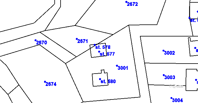 Parcela st. 577 v KÚ Malá Bystřice, Katastrální mapa