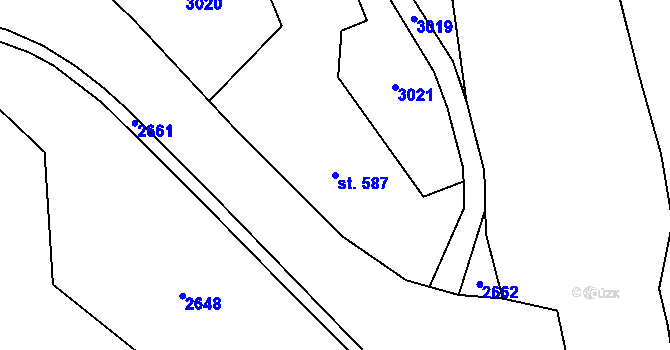 Parcela st. 587 v KÚ Malá Bystřice, Katastrální mapa