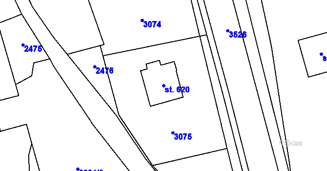Parcela st. 620 v KÚ Malá Bystřice, Katastrální mapa