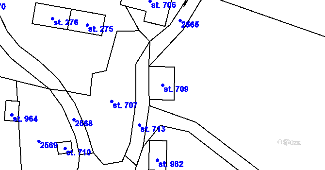 Parcela st. 709 v KÚ Malá Bystřice, Katastrální mapa