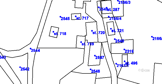 Parcela st. 719 v KÚ Malá Bystřice, Katastrální mapa