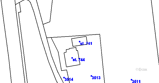 Parcela st. 741 v KÚ Malá Bystřice, Katastrální mapa