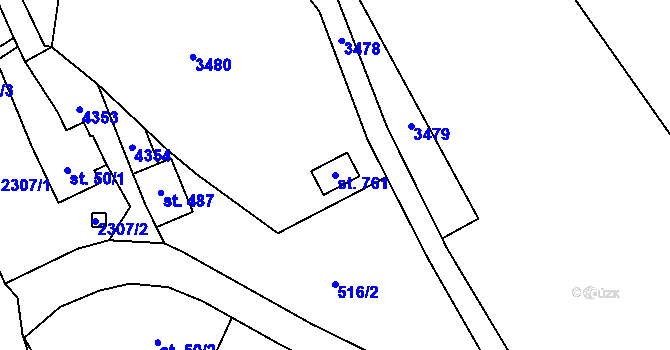 Parcela st. 761 v KÚ Malá Bystřice, Katastrální mapa