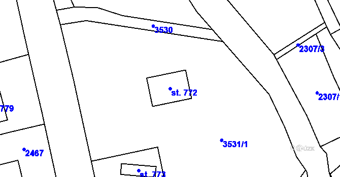 Parcela st. 772 v KÚ Malá Bystřice, Katastrální mapa