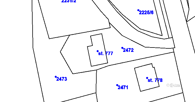 Parcela st. 777 v KÚ Malá Bystřice, Katastrální mapa