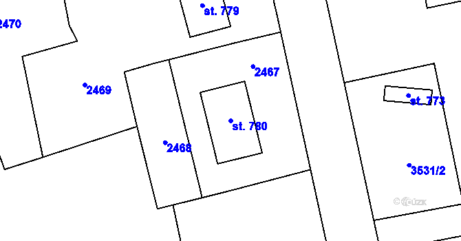 Parcela st. 780 v KÚ Malá Bystřice, Katastrální mapa