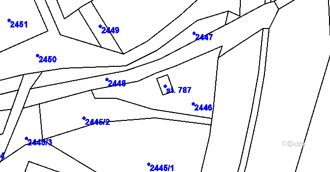 Parcela st. 787 v KÚ Malá Bystřice, Katastrální mapa