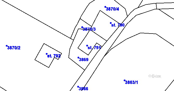 Parcela st. 791 v KÚ Malá Bystřice, Katastrální mapa