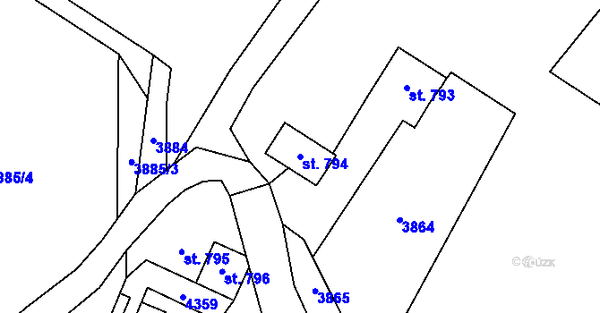 Parcela st. 794 v KÚ Malá Bystřice, Katastrální mapa