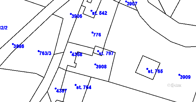 Parcela st. 797 v KÚ Malá Bystřice, Katastrální mapa