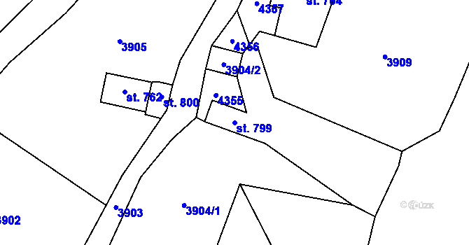 Parcela st. 799 v KÚ Malá Bystřice, Katastrální mapa