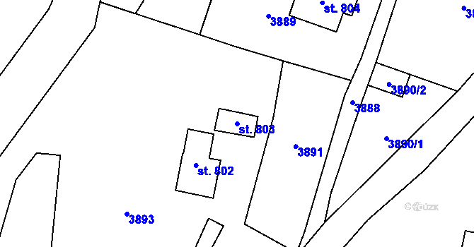 Parcela st. 803 v KÚ Malá Bystřice, Katastrální mapa