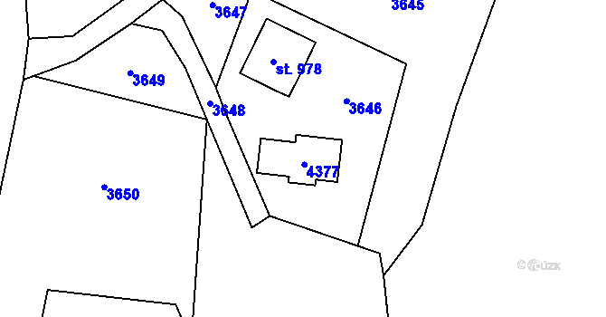 Parcela st. 877 v KÚ Malá Bystřice, Katastrální mapa