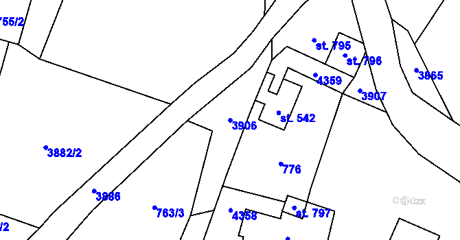 Parcela st. 3906 v KÚ Malá Bystřice, Katastrální mapa