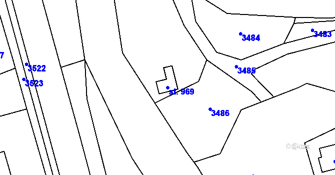 Parcela st. 969 v KÚ Malá Bystřice, Katastrální mapa