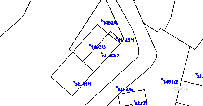 Parcela st. 43/2 v KÚ Malá Černoc, Katastrální mapa