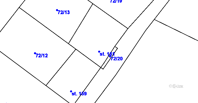 Parcela st. 161 v KÚ Malá Černoc, Katastrální mapa