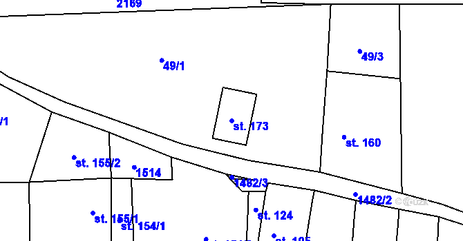 Parcela st. 173 v KÚ Malá Černoc, Katastrální mapa