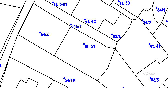 Parcela st. 51 v KÚ Malá Hraštice, Katastrální mapa