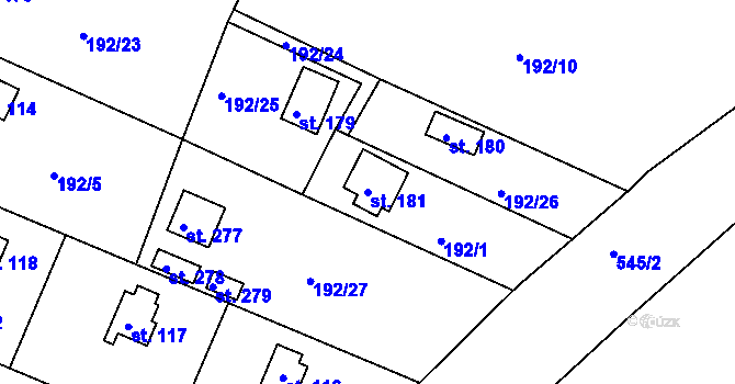 Parcela st. 181 v KÚ Malá Hraštice, Katastrální mapa