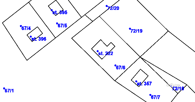 Parcela st. 222 v KÚ Malá Hraštice, Katastrální mapa