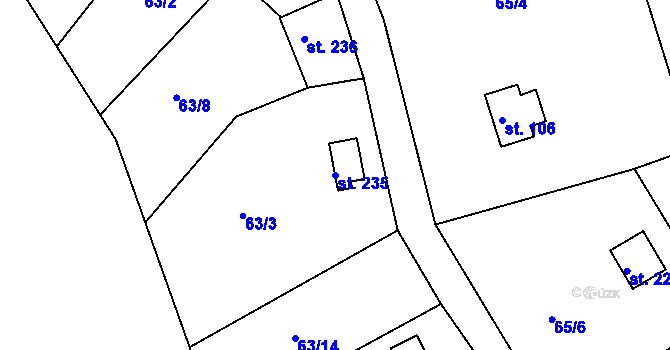 Parcela st. 235 v KÚ Malá Hraštice, Katastrální mapa