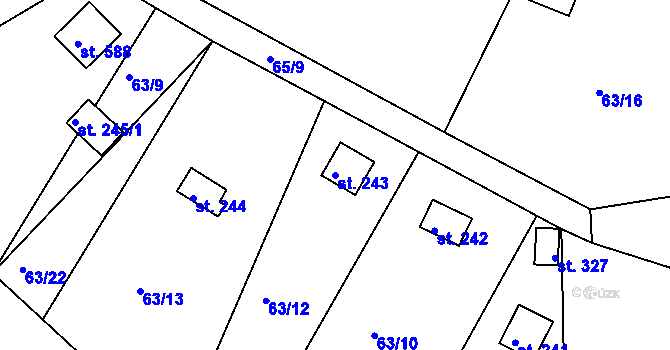 Parcela st. 243 v KÚ Malá Hraštice, Katastrální mapa