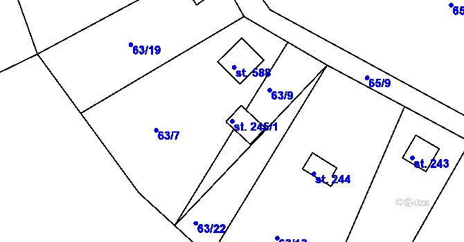 Parcela st. 245/1 v KÚ Malá Hraštice, Katastrální mapa