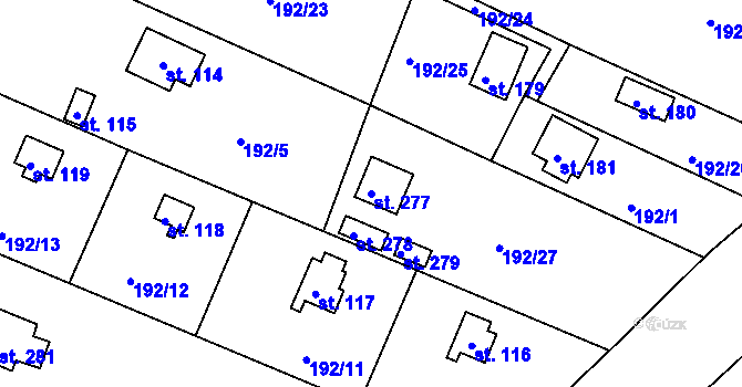 Parcela st. 277 v KÚ Malá Hraštice, Katastrální mapa