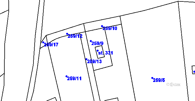 Parcela st. 331 v KÚ Malá Hraštice, Katastrální mapa