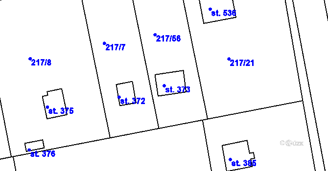 Parcela st. 373 v KÚ Malá Hraštice, Katastrální mapa