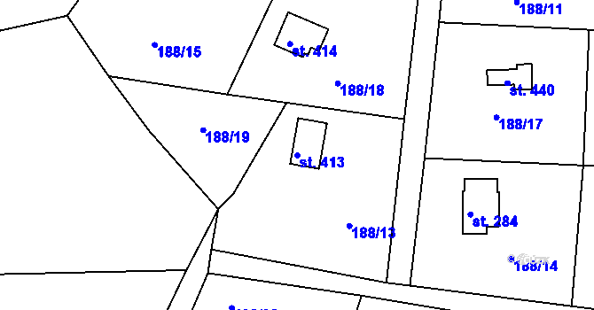Parcela st. 413 v KÚ Malá Hraštice, Katastrální mapa