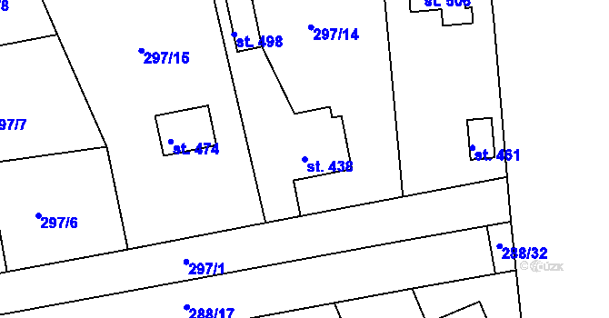 Parcela st. 438 v KÚ Malá Hraštice, Katastrální mapa