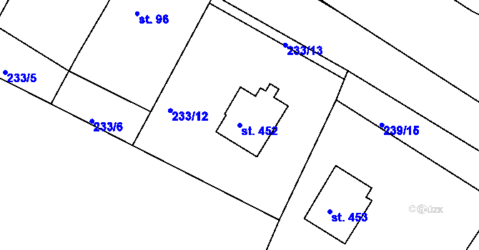 Parcela st. 452 v KÚ Malá Hraštice, Katastrální mapa