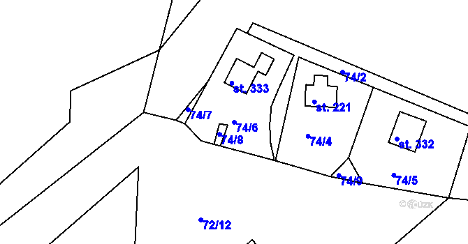 Parcela st. 74/6 v KÚ Malá Hraštice, Katastrální mapa