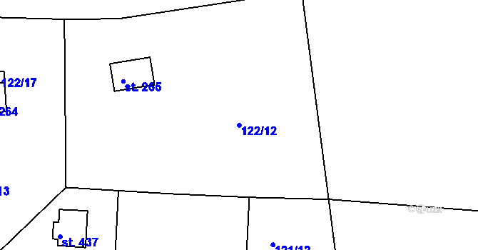 Parcela st. 122/12 v KÚ Malá Hraštice, Katastrální mapa