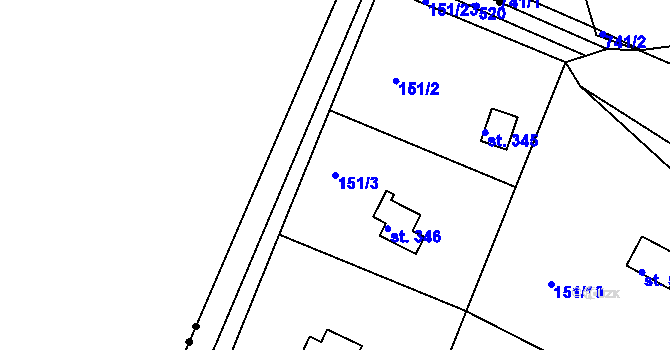 Parcela st. 151/3 v KÚ Malá Hraštice, Katastrální mapa