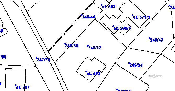 Parcela st. 249/12 v KÚ Malá Hraštice, Katastrální mapa